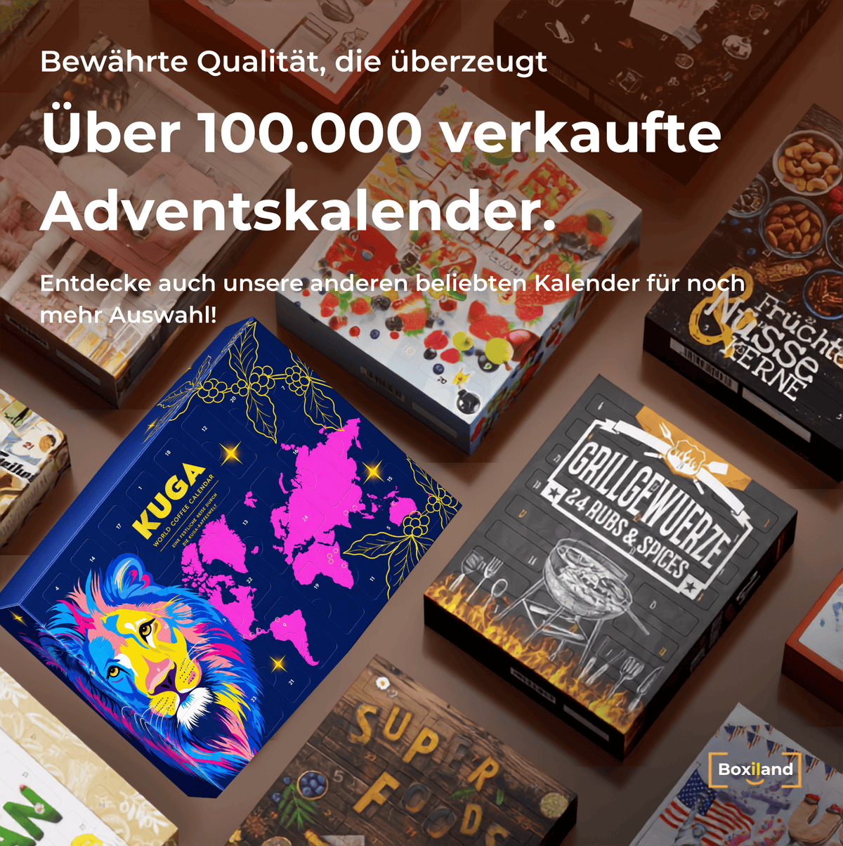 KUGA® Gemahlener Kaffee Adventskalender 2026 mit 24 Sorten Fairtrade & Bio