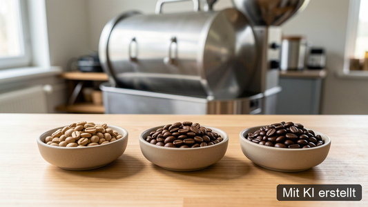 Kaffee-Röstgrade im Vergleich: helle, mittlere und dunkle Kaffeebohnen