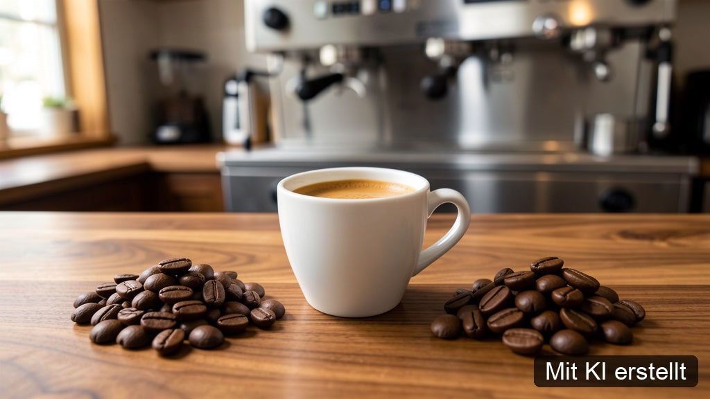 Robusta vs. Arabica im Espresso mit zwei Bohnenarten und Espressotasse