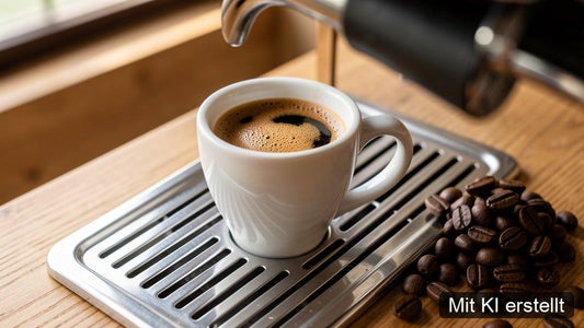 Kräftiger Espresso in der Tasse mit dichter Crema aus ganzen Bohnen mit Intensität 5