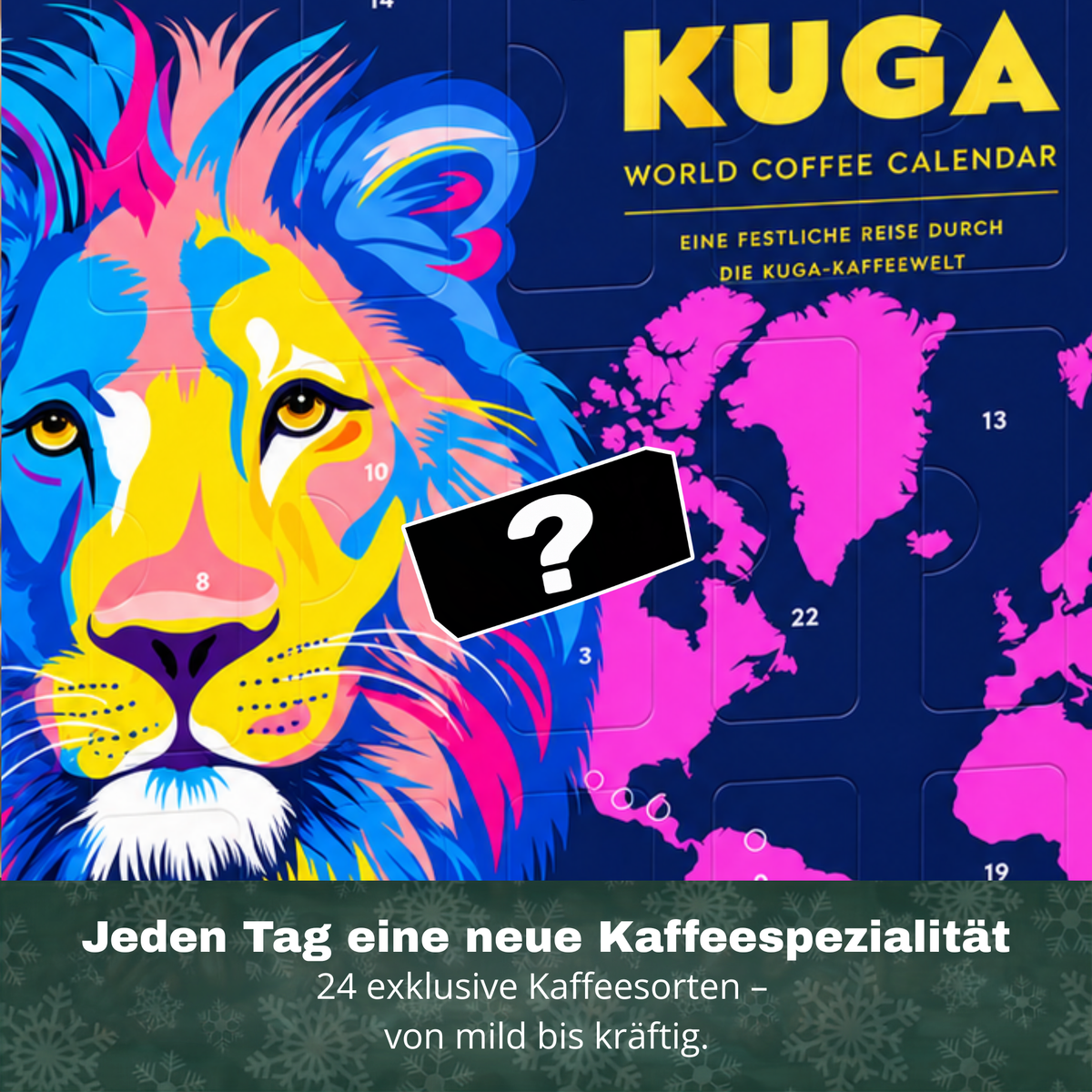 KUGA® Kaffee ganze Bohne Adventskalender 2026 mit 24 Sorten Fairtrade