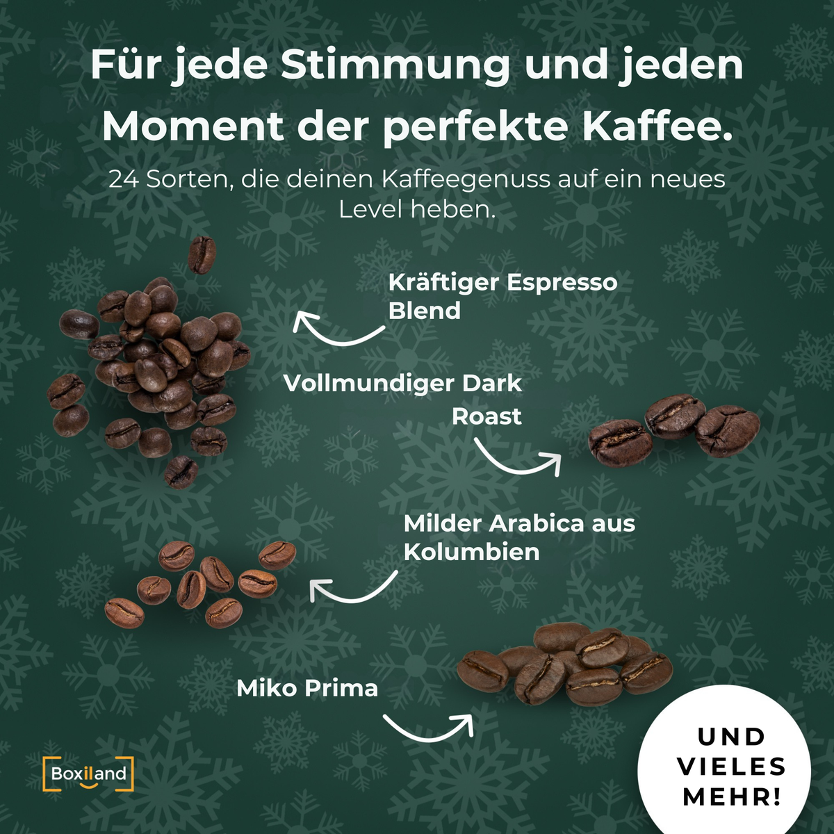 KUGA® Kaffee ganze Bohne Adventskalender 2026 mit 24 Sorten Fairtrade